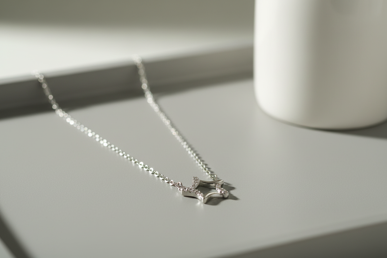 92.5 Sterling Silver Star Pendant Necklace | Allure Trinkets 