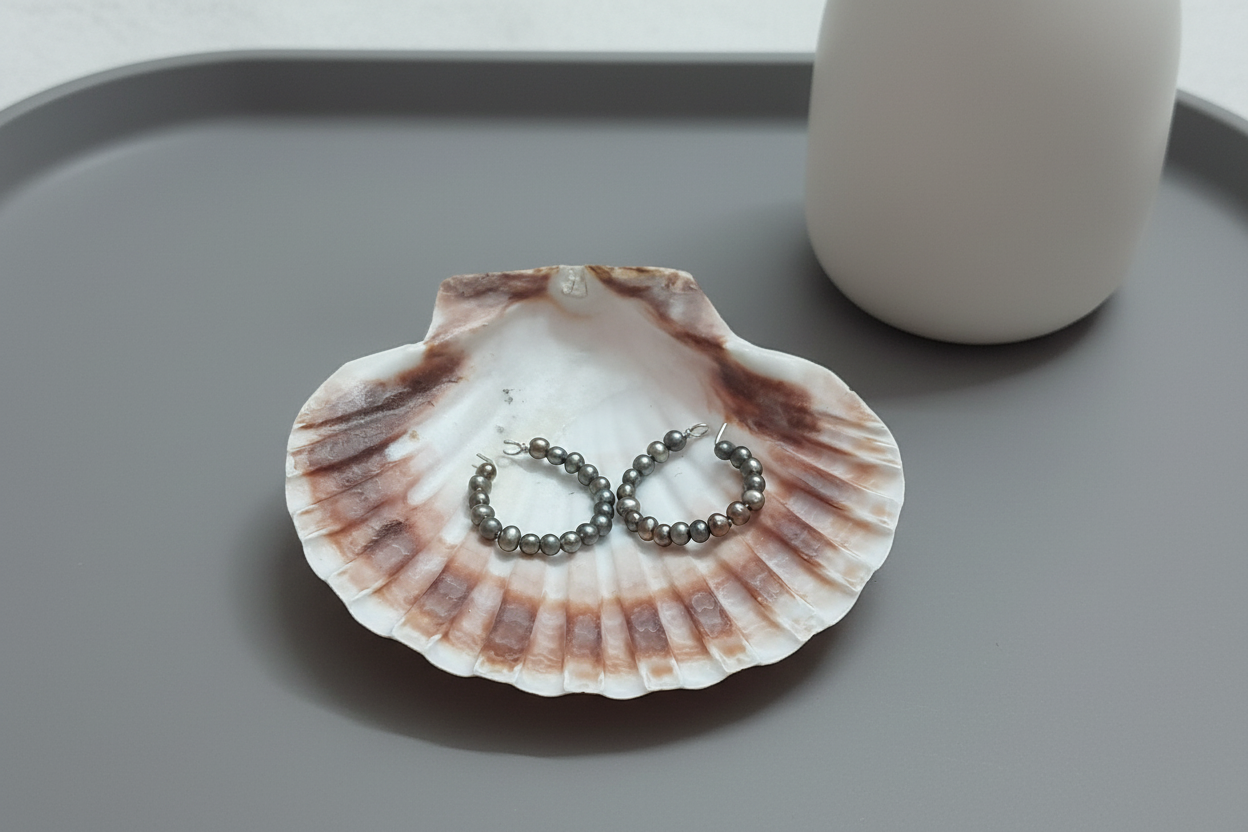 92.5 Sterling Silver Pearl Hoops | Allure Trinkets 