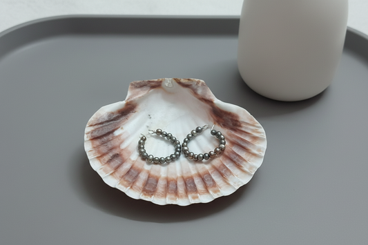 92.5 Sterling Silver Pearl Hoops | Allure Trinkets 
