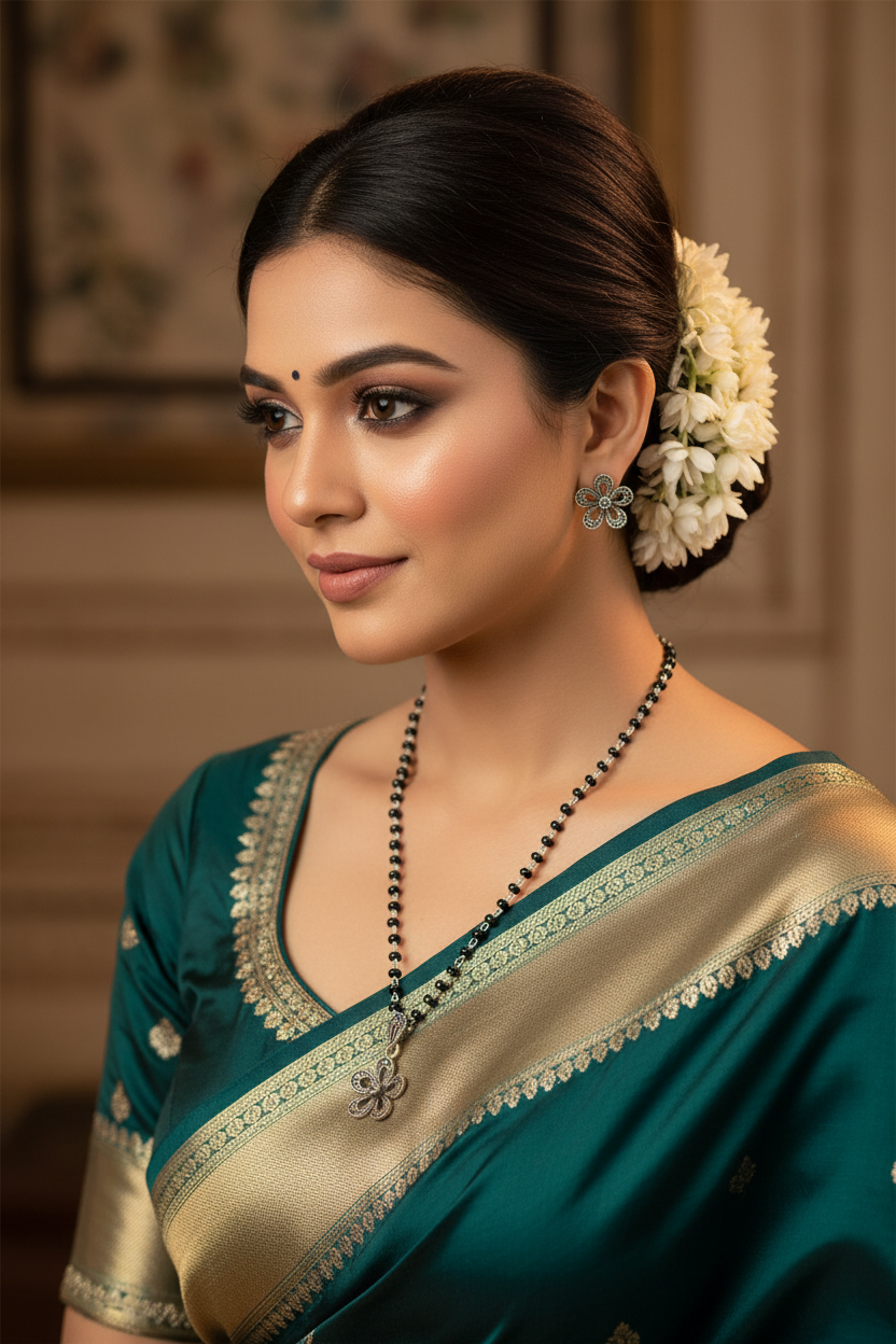 92.5 silver Floral mangalsutra Set | Allure Trinkets 