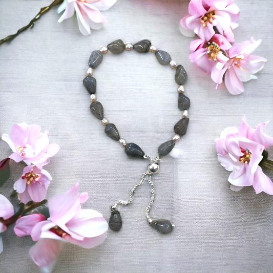 92.5 silver labradorite pearl bracelet