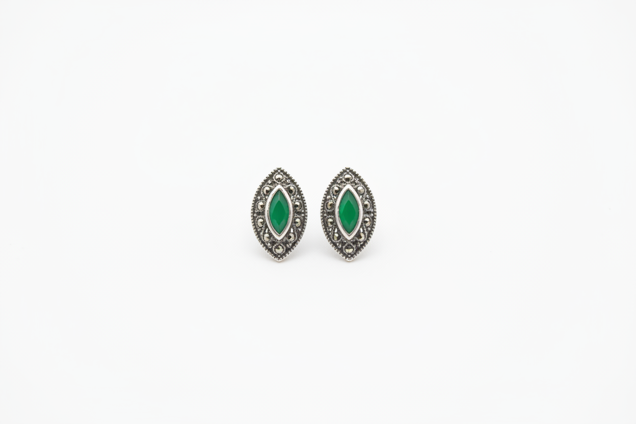 92.5 sterling silver Green Earrings | Allure Trinkets