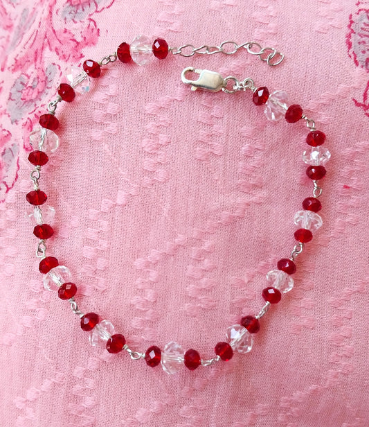 92.5 Silver Red Crystals Bracelet