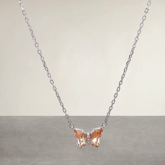 92.5 silver yellow butterfly pendant chain