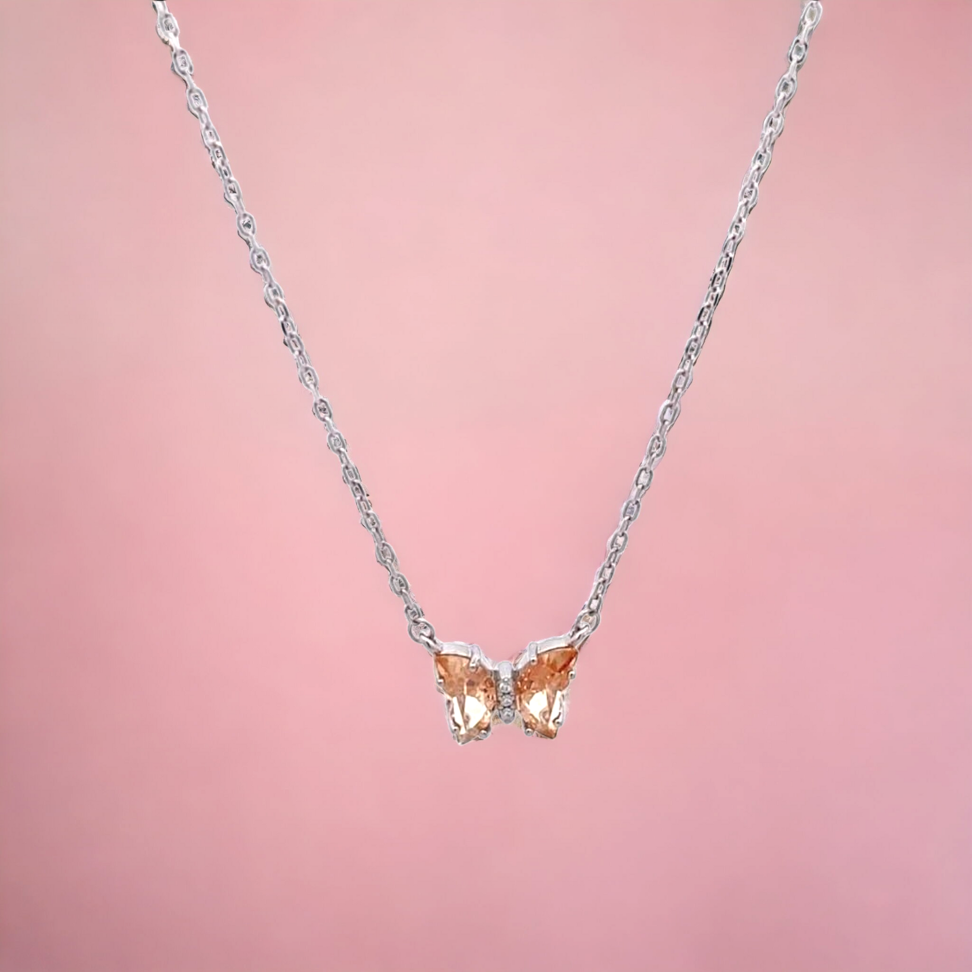 92.5 silver yellow butterfly pendant chain
