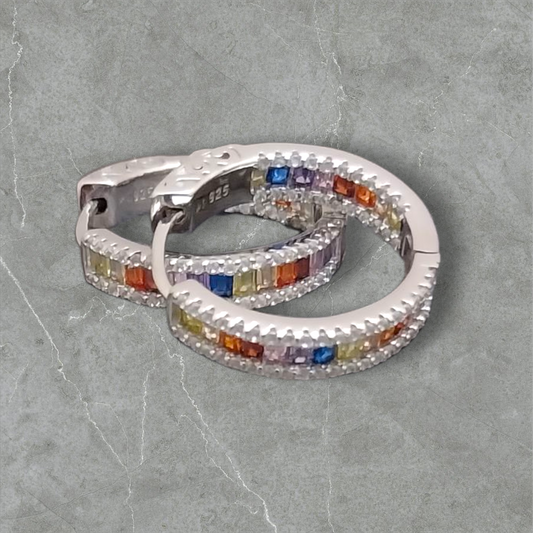 92.5 Silver Rainbow Hoops | AllureTrinkets