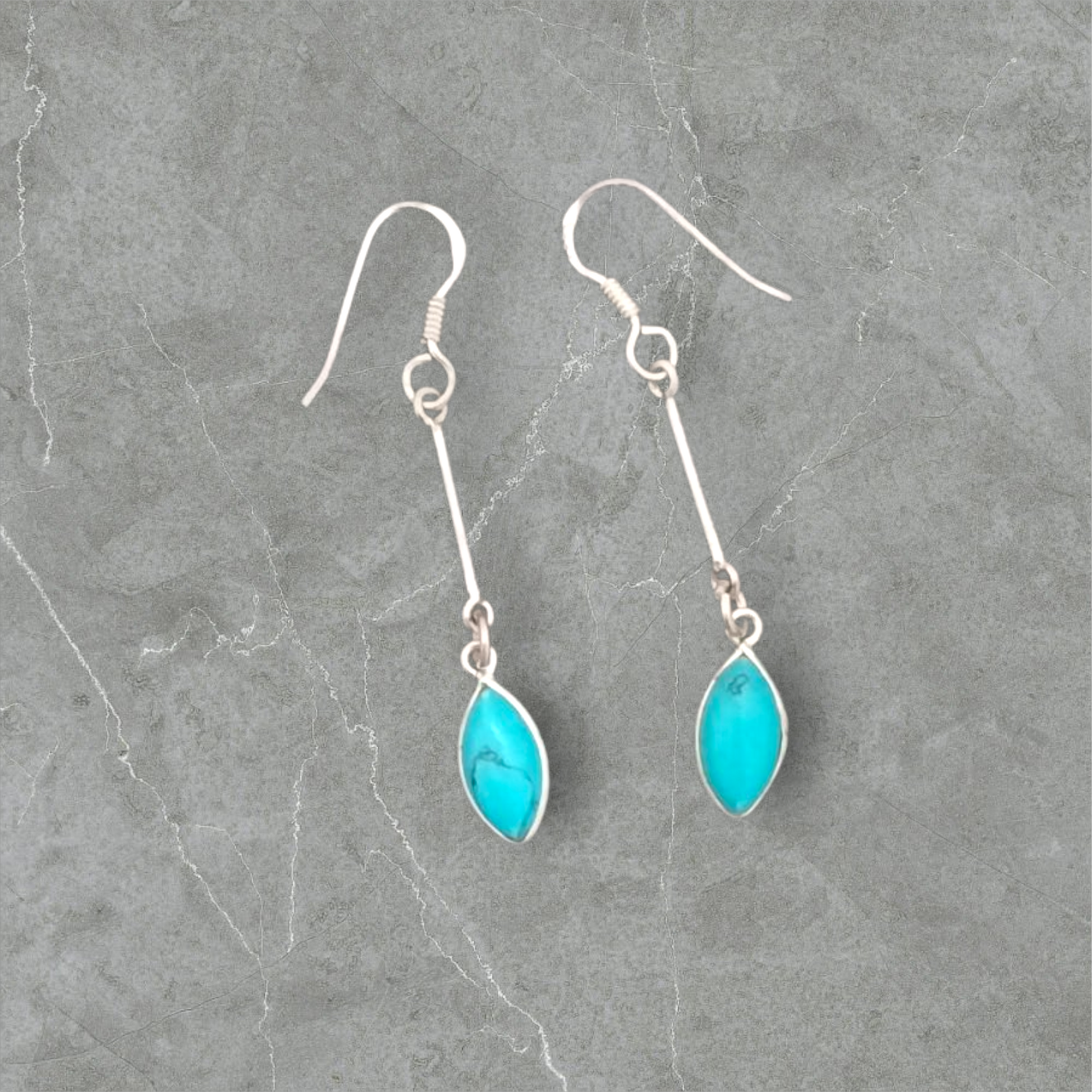92.5 Silver Turquoise Danglers | AllureTrinkets 