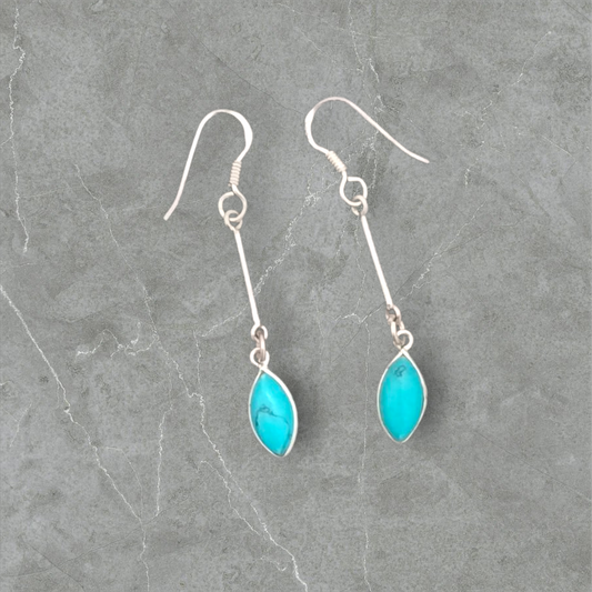 92.5 Silver Turquoise Danglers | AllureTrinkets 