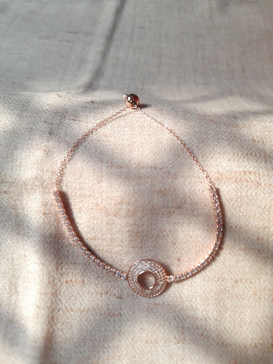 92.5 Silver Rose Gold Zircon Round Bracelet | Allure Trinkets