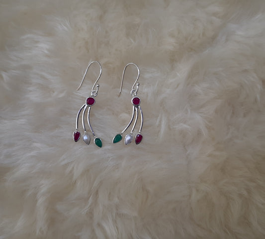 Hallmarked 92.5 Pure Silver Khushi Pearls Danglers
