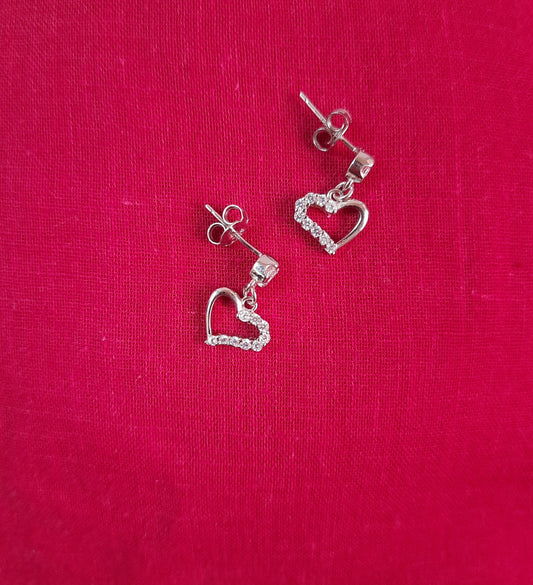 Hallmarked 92.5 Pure Silver AD Heart  AnGel Valentine's Earings