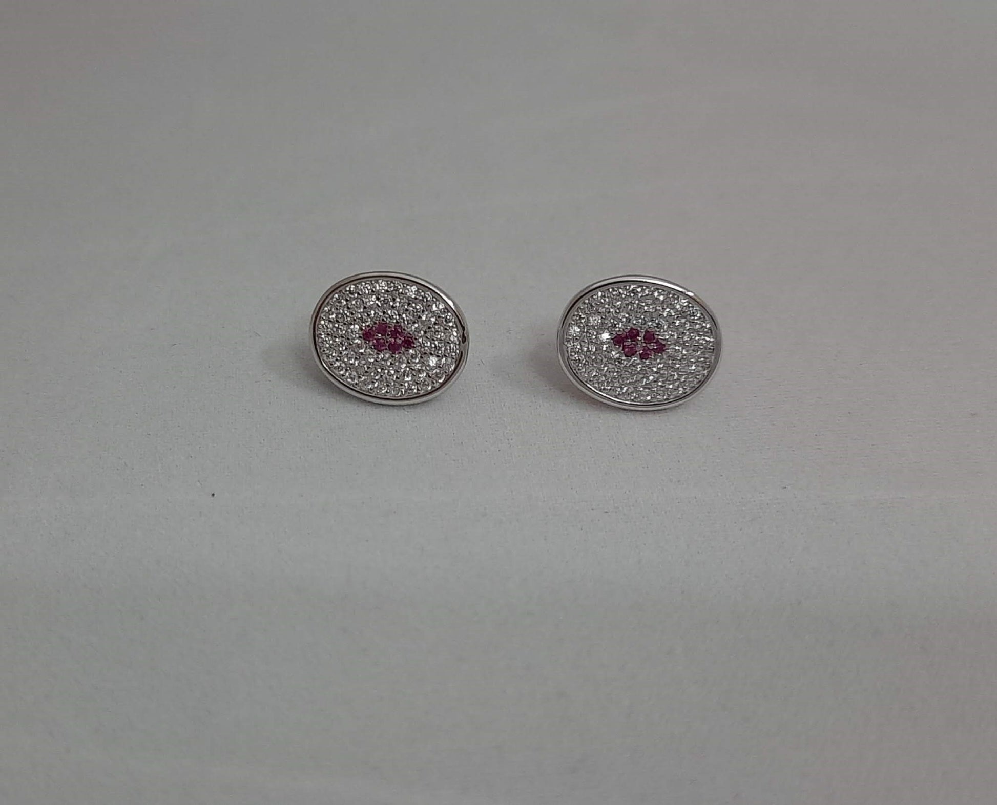 92.5 silver zircon pink oval earings