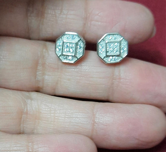 Hallmarked 92.5 Pure Silver TriVa AD  Studs Earings