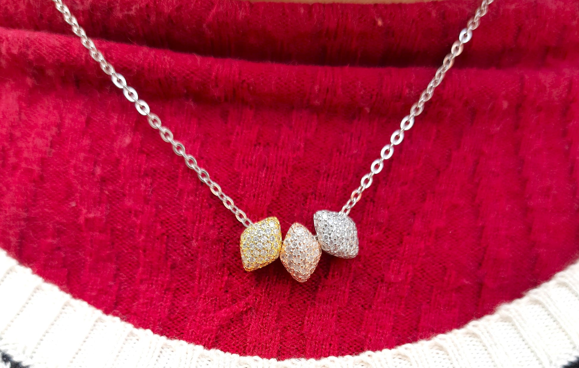 92.5 silver zircon pendant chain
