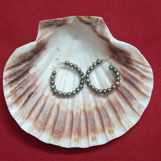 92.5 Pure Silver Rupa Brown Pearl Hoops