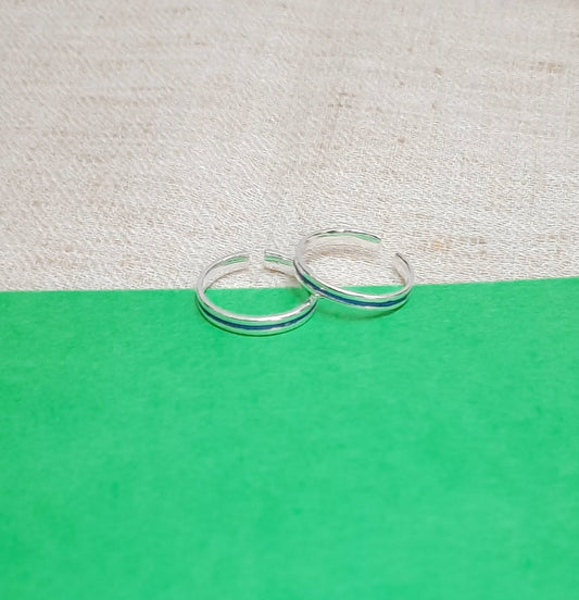 92.5 silver blue toe rings