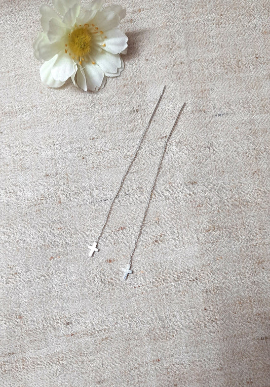 92.5 silver cross sui dhaga earings | Allure Trinkets