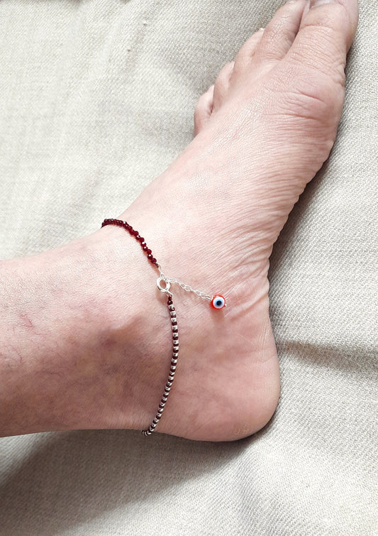 92.5 silver evil eyes anklet for women | Allure Trinkets