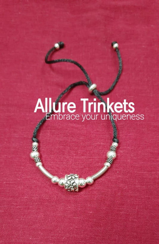 92.5 silver oxidized thread anklets