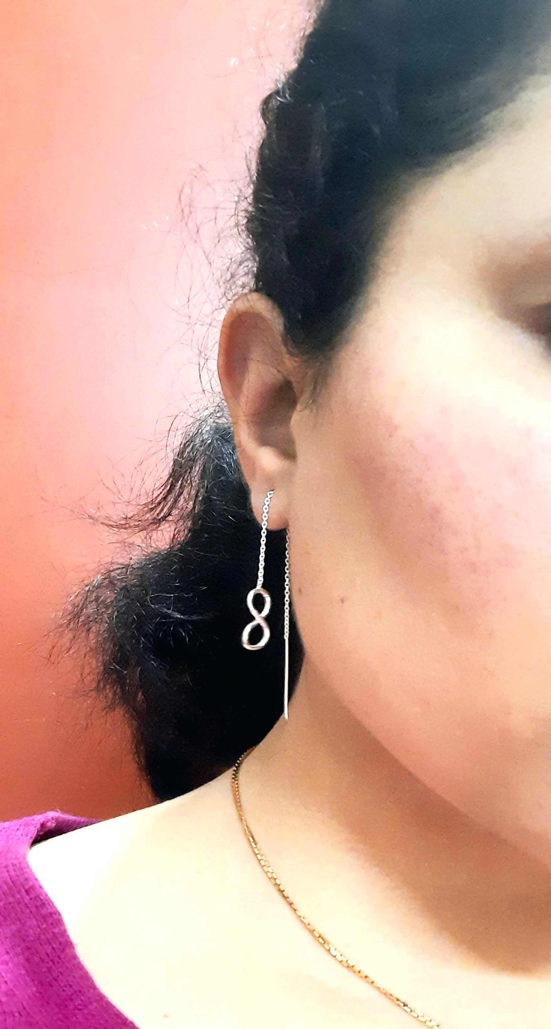 92.5 silver infinite sui dhaga earings | Allure Trinkets
