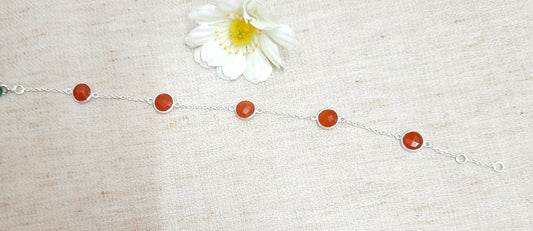 Hallmarked 92.5 Pure Silver AbhiNav Orange Chain Bracelet