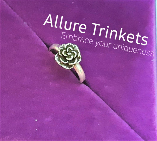 92.5 Silver Oxidized Rose Ring | Allure Trinkets