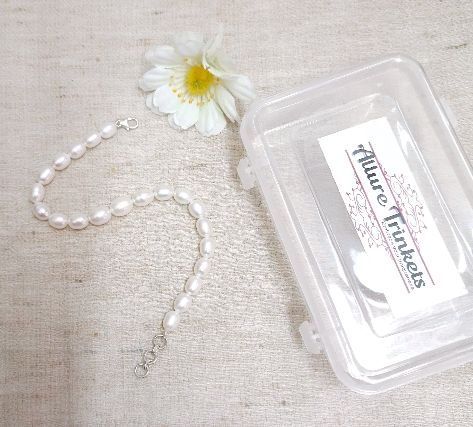 92.5 pure silver white pearl bracelet | Allure Trinkets