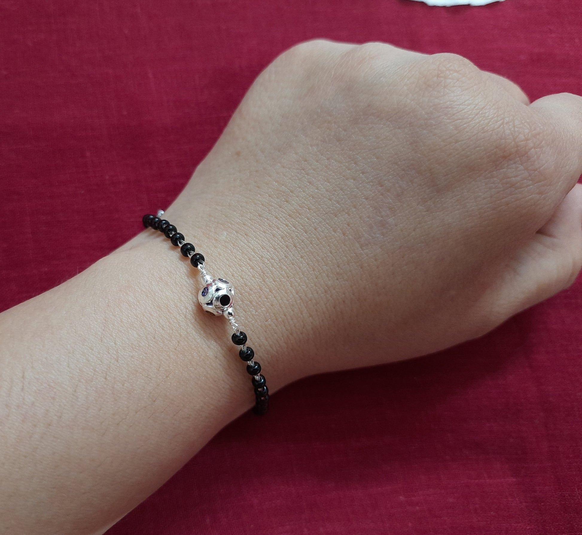 92.5 silver yellow ball mangalsutra bracelet