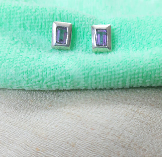 Hallmarked 92.5 Pure Silver Trina Purple Studs Earings