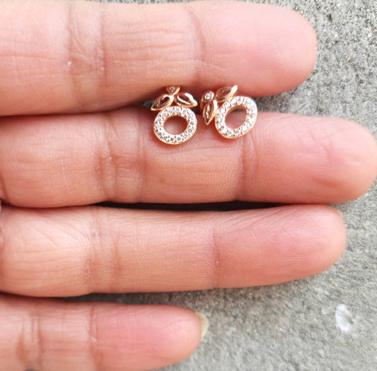 Hallmarked Pure 92.5 Silver Aria Rose Gold AD Apple Earings