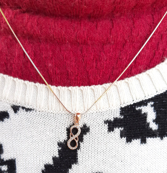 Hallmarked Pure 92.5 Silver Aria Rose Gold AD Infinite Pendant Chain