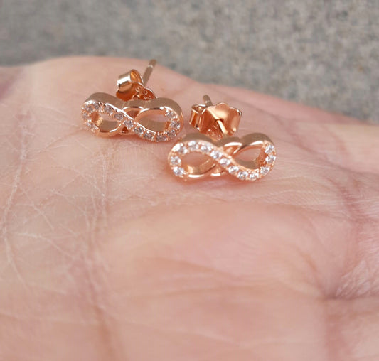 92.5 Silver Aria Rose Gold AD Infinite Earings