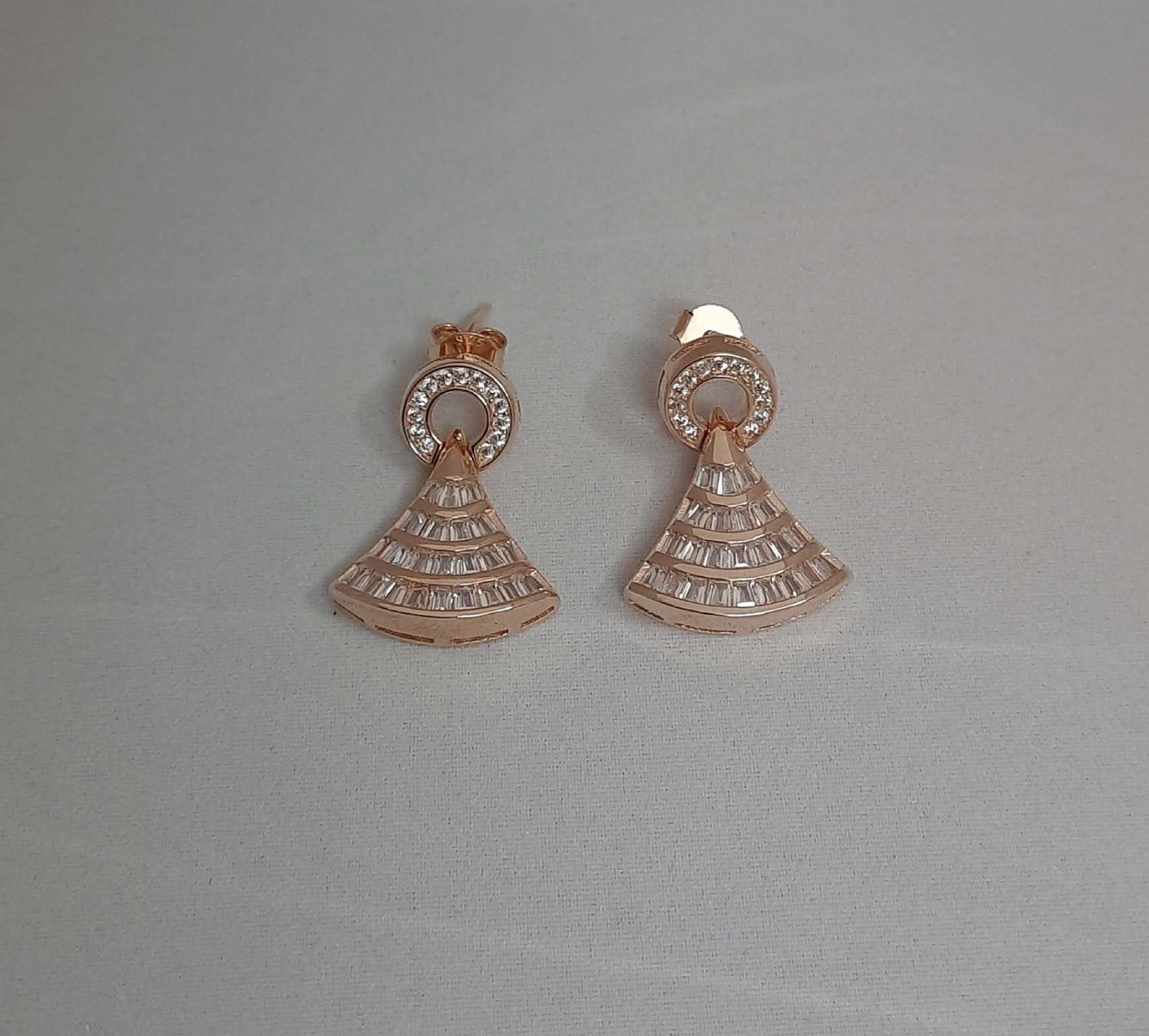 92.5 silver rose gold earrings