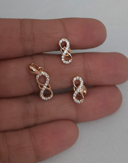 925 silver rose gold zircon infinite pendant set | Allure Trinkets