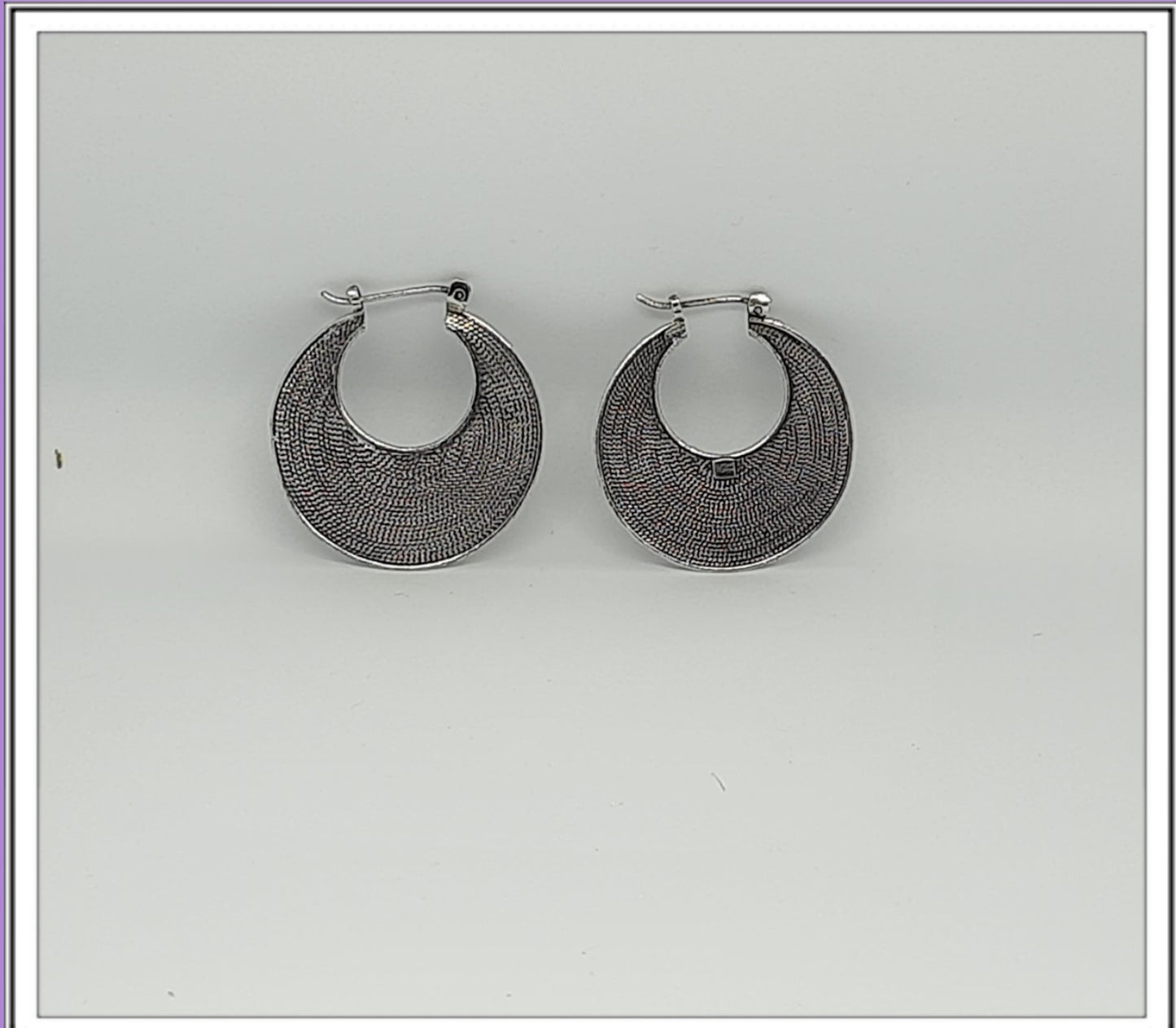 Hallmarked 92.5 Silver Rekha Oxidized Round Hoops