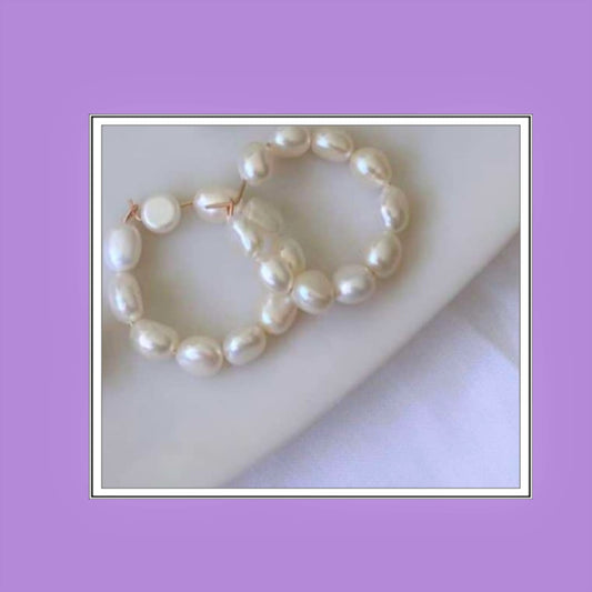 92.5 Pure Silver Rupa White Pearl Hoops